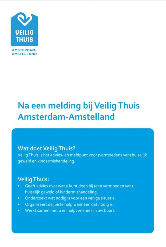 Folder 'Na een melding bij Veilig Thuis Amsterdam-Amstelland' - 020